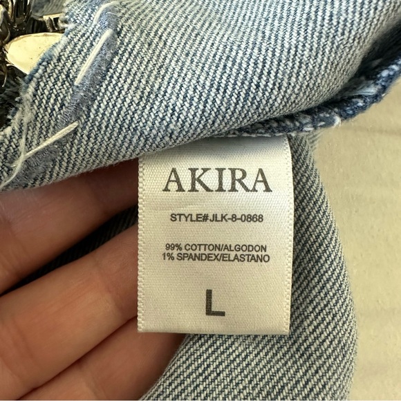 Akira (L) Butterfly Kiss Embellished Denim Mini Tube Dress- Rhinestone Butterfly - Picture 10 of 10